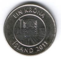 1 крона 2011 г. Исландия