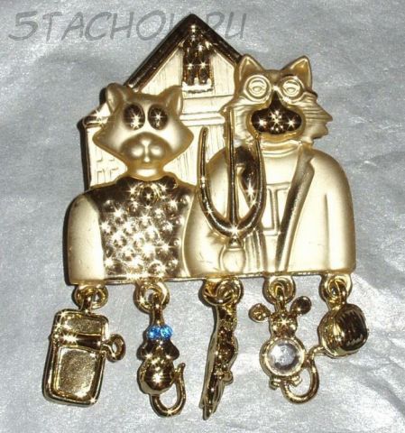 Брошь "Кот и кошка" (AJC США)