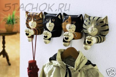 Гардеробные деревянные крючки "Котики"
