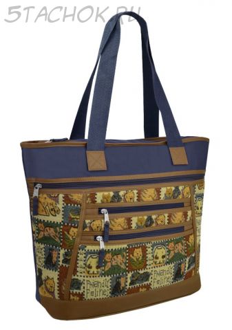 Сумка женская "Котики с шарфиками" синяя