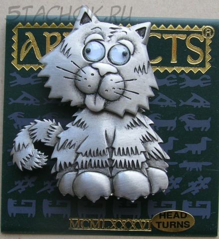 Брошь "Забавный котик" под олово