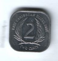 2 цента 1986 г. Восточные Карибы
