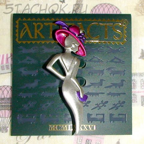 Брошь "Леди Ремингтон" малая под олово, эмаль