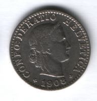 20 раппенов 1908 г. Швейцария