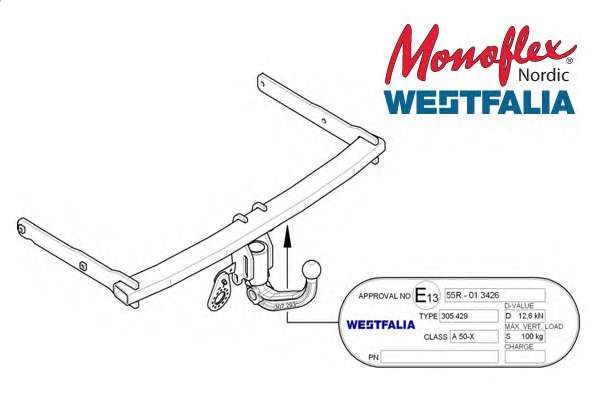 Фаркоп Westfalia на с электрикой 13-контактов на Audi A6 C7 рестайлинг седан/универсал, вкл. S-line, кроме RS6 10/2014-, Audi A7 Sportback 10/2014- Вертикальное быстросъемное крепление шара (на ключе). Невидимый вырез в бампере. Нагрузки: 2500/100 кг