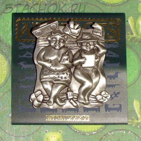 Брошь "Толстячки на пляже" под олово