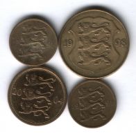 Набор монет Эстония 1991-2004 г. 4 шт.