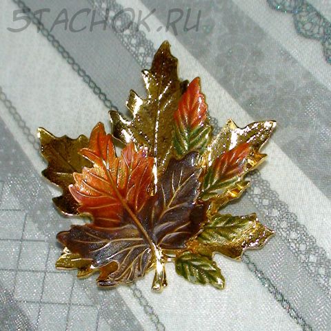 Брошь "Палитра осени" под золото/эмаль