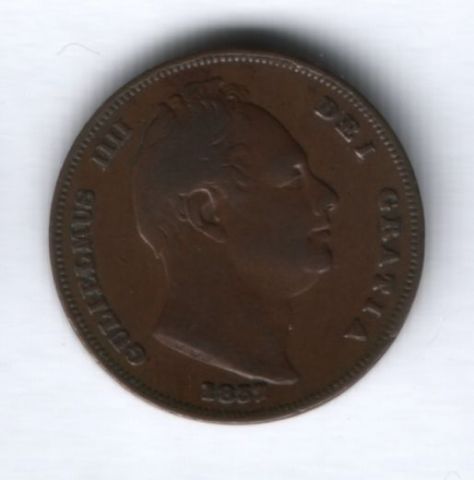 1 фартинг 1837 г. Великобритания