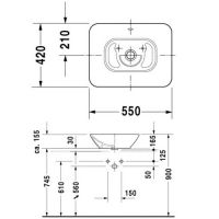 схема раковины Duravit Bacino 033452