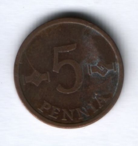 5 пенни 1972 г. Финляндия