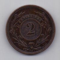 2 сантимо 1869 г. AUNC Уругвай