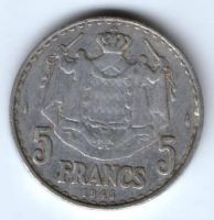 5 франков 1945 г. Монако