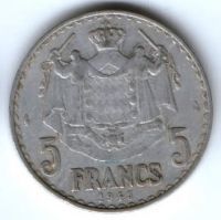 5 франков 1945 г. Монако