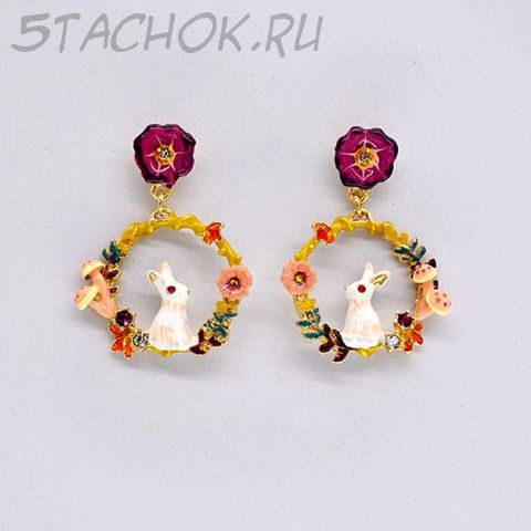 Серьги-гвоздики "Кролечка"