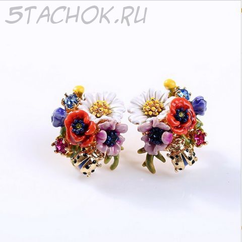 Серьги-гвоздики "Японский сад"