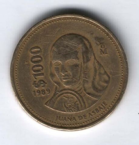 1000 песо 1989 г. Мексика