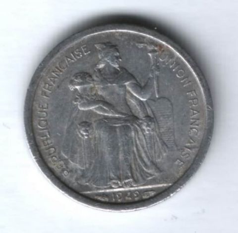 1 франк 1949 г. Новая Каледония