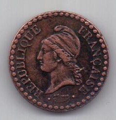 1 сантим 1849 г. AUNC. Франция.