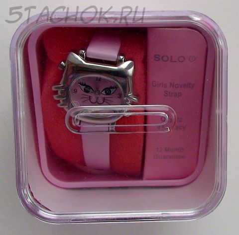 Часы для девушки "Кошечка гламурная" с коробочкой-копилкой (на ремешке)