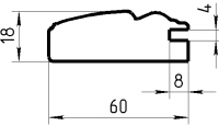 Рамочный Профиль №74 паз 4  18х60 мм