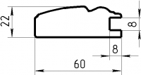 Рамочный профиль №74 паз 8  22х60 мм