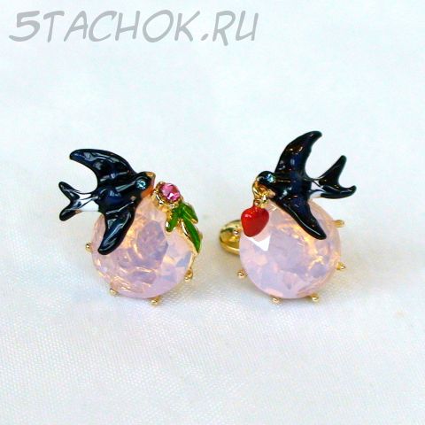 Серьги-гвоздики "Ласточка"