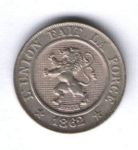 10 сантимов 1862 г. AUNC Бельгия