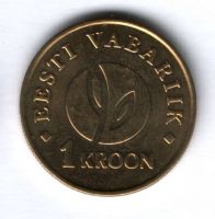 1 крона 2008 г. Эстония, 90 лет республике