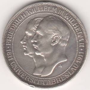 3 марки 1911 г. Пруссия Университет Бреслау