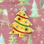 Брошь "Елочка" в цвете золота/эмаль/стразы (KC США)