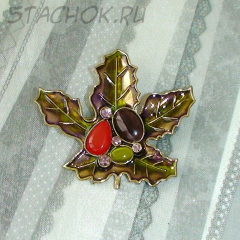 Брошь "Яркий кленовый лист" (США)