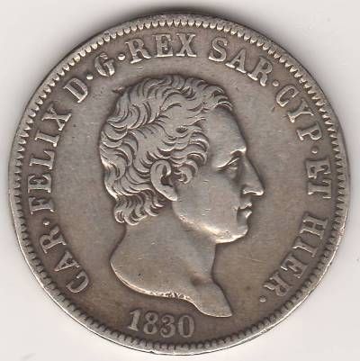 5 лир 1830 г. Сардиния