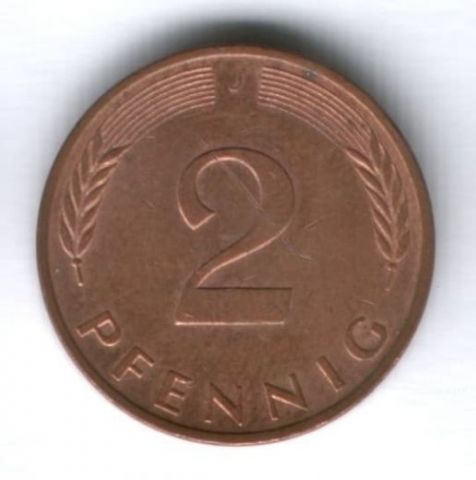2 пфеннига 1980 г. Германия ФРГ