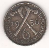 6 пенсов 1936 г. Южная Родезия
