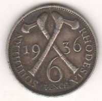 6 пенсов 1936 г. Южная Родезия