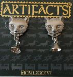 Серьги-гвоздики "Кошечки с колокольчиками" под олово (бесплатная доставка из США)