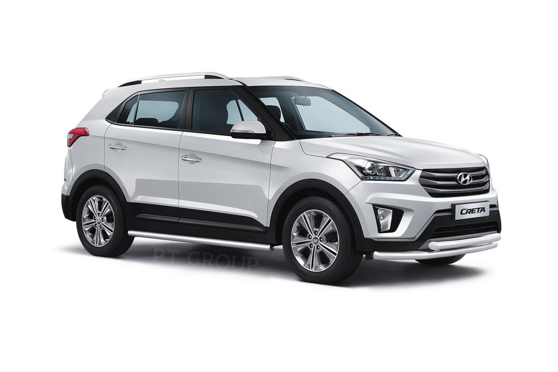 Защита порогов с алюм. площадкой D51мм (НПС) HYUNDAI Creta 2016-