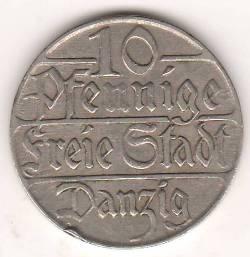 10 пфеннигов 1923 г. Данциг