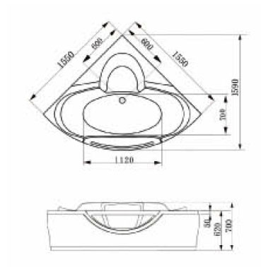 Стеклянная ванна Gemy G9025 II K 155x155 ФОТО