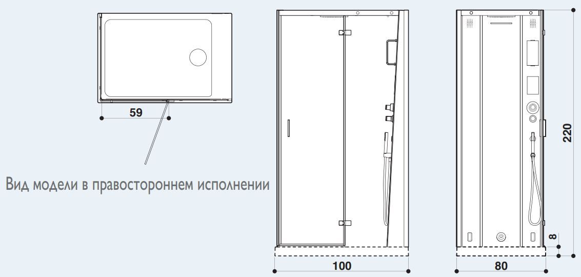 Душевая кабина с сауной Jacuzzi Сloud 100x80 схема 2