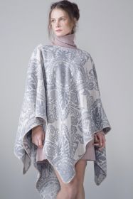 Роскошное кашемировое шотландское  пончо с орнаментом  BIAS NECK PONCHO LIGHT GREY  , высокая плотность, 100 % драгоценный кашемир,  плотность 6