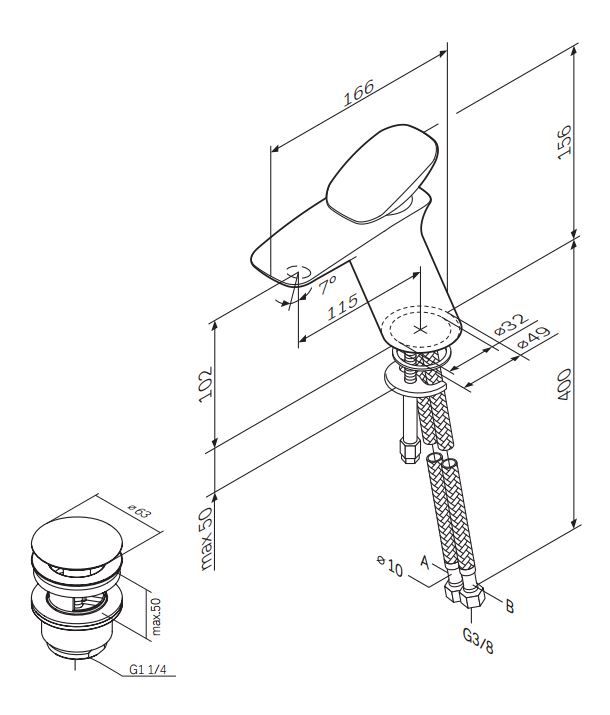 Смеситель Am.Pm Spirit V2.0 F70A82100 схема 5