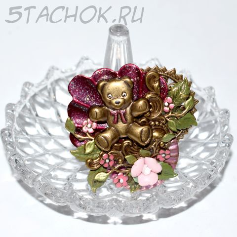 Брошь "Букетик с мишуткой" (США)