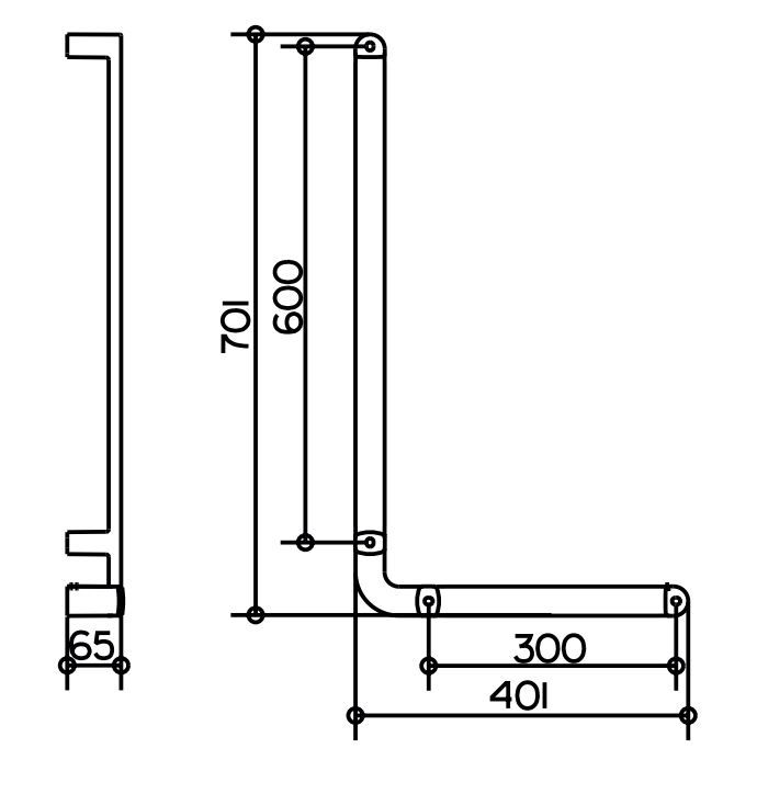 Keuco Elegance Угловой поручень 31606 (40 х 70 см) схема 3