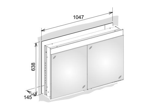 Keuco Edition 400 Зеркальный шкаф для встраиваемого монтажа 21502 106х65 схема 2