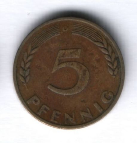 5 пфеннигов 1950 г. ФРГ Германия