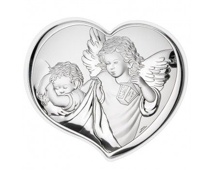 Серебряная миниатюра "Ангел Хранитель" (гальванопластика, Италия)