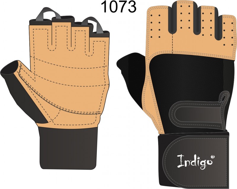 Перчатки тяжелоатлетические INDIGO SB-16-1073  (кожа, спандекс)
