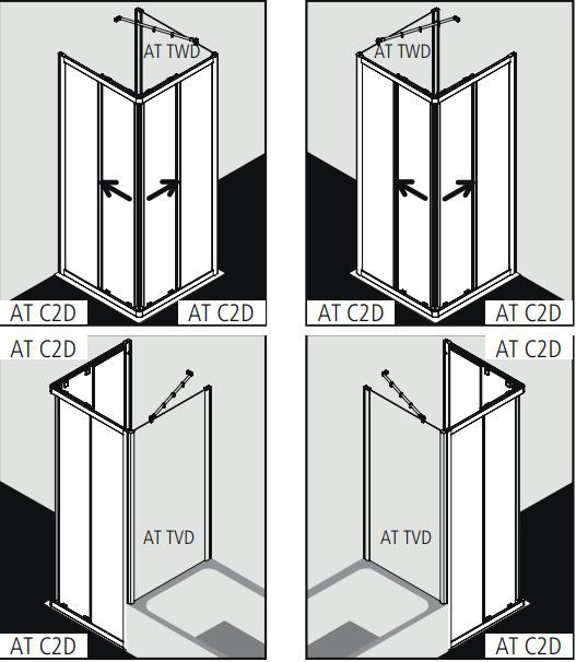 Душевая кабина Kermi Atea угловая или пристенная AT C2D схема 2